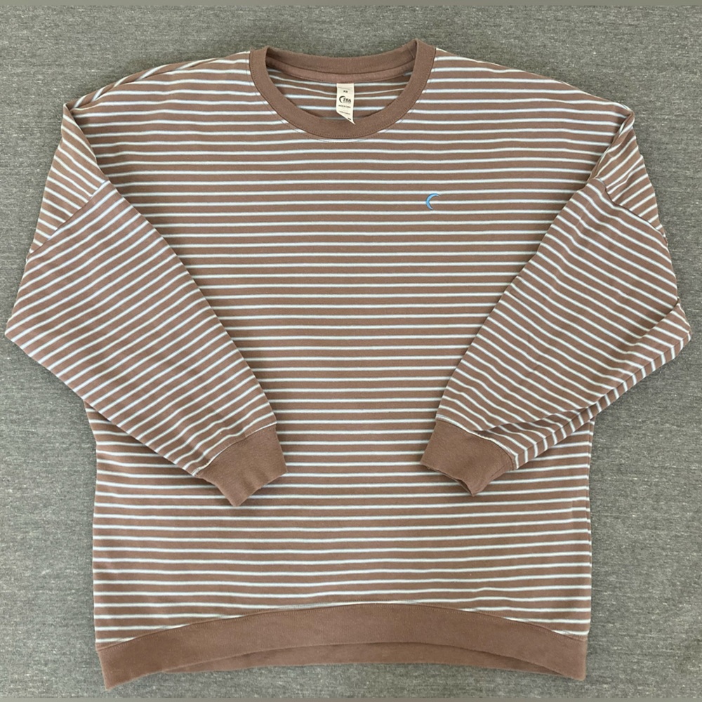 ZYIA Dust Stripe Crewneck Crop Sweatshirt Size XS